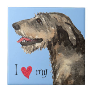 Jag Kärlek min Irish Wolfhound Kakelplatta
