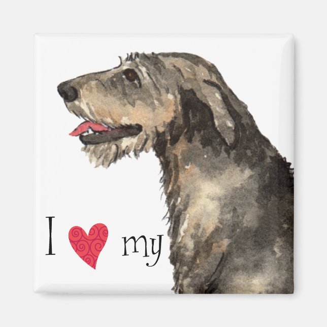 Jag Kärlek min Irish Wolfhound Magnet (Framsidan)