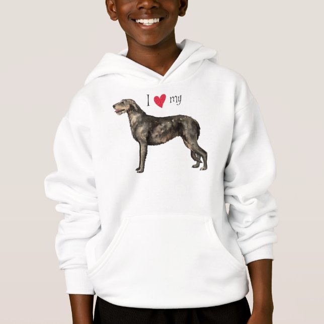 Jag Kärlek min Irish Wolfhound T Shirt (Framsida)