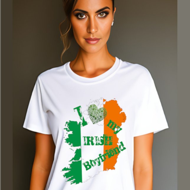 Jag Kärlek min irländska Boyvän Irland Karta T Shirt (Skapare uppladdad)
