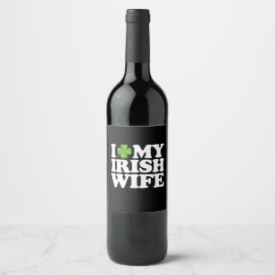 Jag Kärlek Min irländska fru ett par St patrick's Vinflaska Etikett