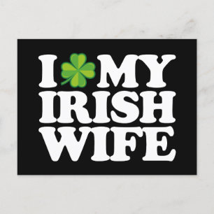 Jag Kärlek Min irländska fru ett par St patrick's  Vykort
