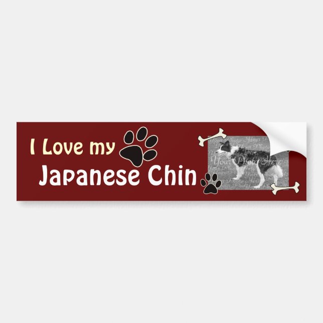 Jag kärlek min japanska chin Bumper Sticker Bildekal (Framsidan)