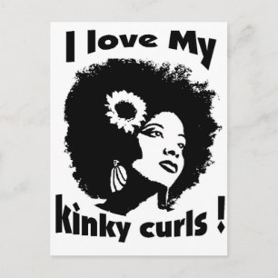 Jag kärlek min Kinky Curly Hair Vykort