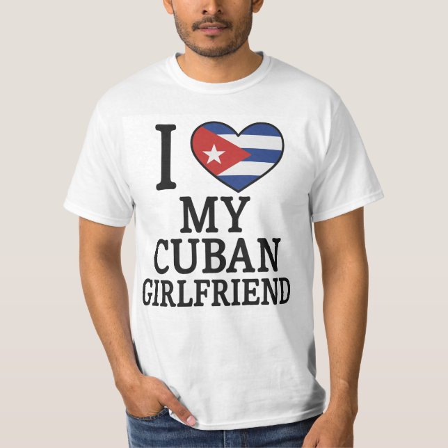 Jag Kärlek Min kubanske flickvän Cute Cuba Flagga  T Shirt (Framsida)