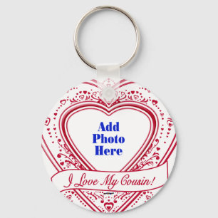 Jag Kärlek min kusin! Photo Red Hearts Nyckelring