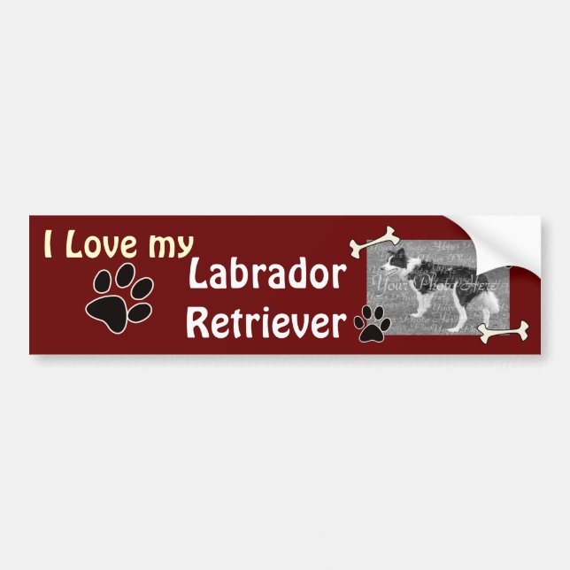 Jag kärlek min labrador Retriever Bumper Sticker Bildekal (Framsidan)