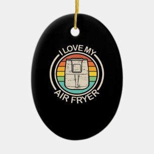 Jag Kärlek min Luft Fryer Gift Coola Cooking Äls Julgransprydnad Keramik