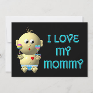 Jag kärlek min mamma Bounderande Baby med hjärta o Inbjudningar