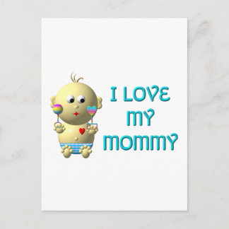 Jag kärlek min mamma Bounderande Baby med hjärta o Vykort