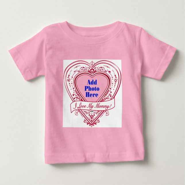 Jag Kärlek min Mamma! Photo Red Hearts Tee (Framsida)