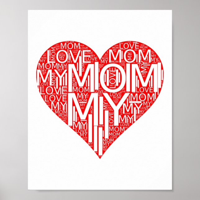 Jag Kärlek min Mamma Red Heart Mamma Dotter och so Poster (Framsidan)