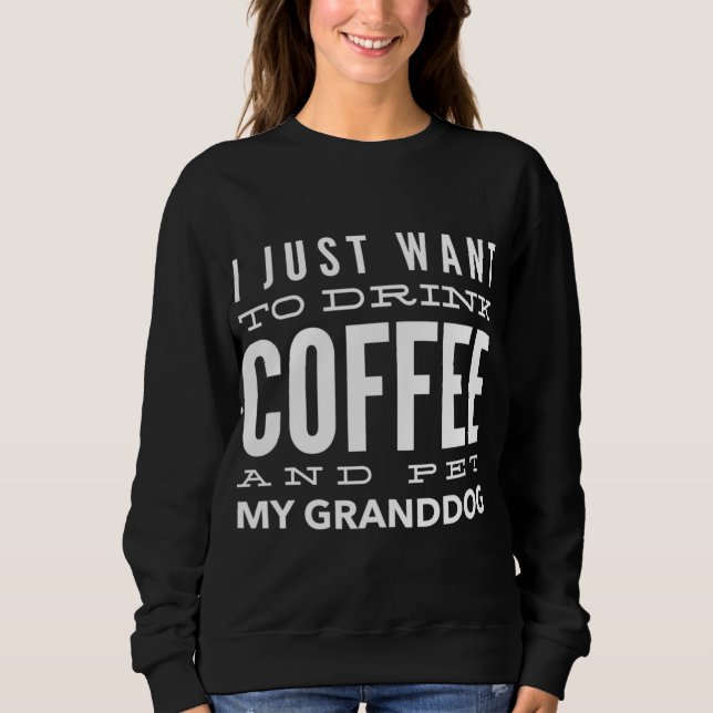 Jag Kärlek Min morhund dricker kaffe T Shirt (Framsida)