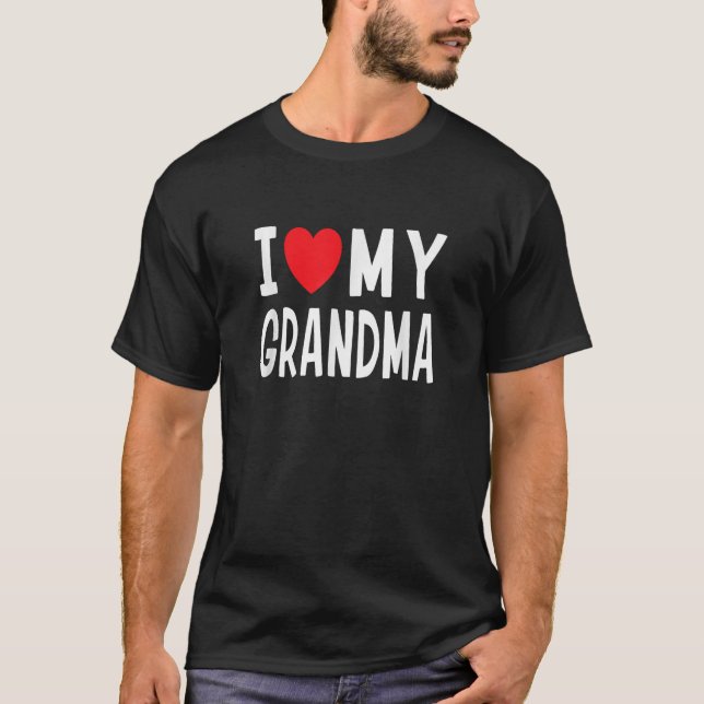 Jag Kärlek Min mormor Heart T Shirt (Framsida)