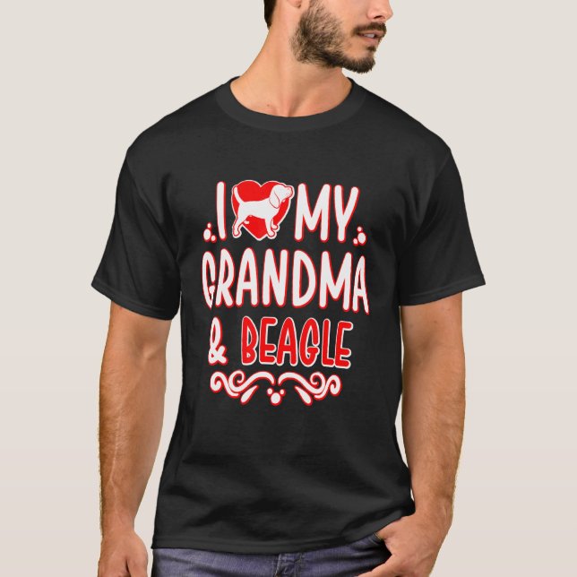 Jag Kärlek min mormor och beagle T Shirt (Framsida)