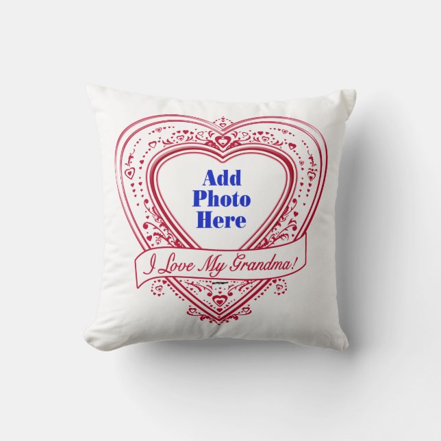 Jag Kärlek Min mormor! Photo Red Hearts Kudde (Framsida)