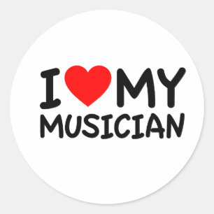 Jag kärlek min musiker runt klistermärke