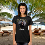 Jag kärlek, min pojkväns hjärtfoto namn t shirt<br><div class="desc">Lägg till ett namn och ett foto i hjärtformade ram. Med gyllene hjärtan som dekoration.</div>