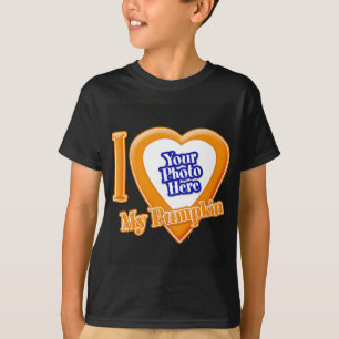 Jag Kärlek min Pumpkin med ditt foto T-skirt T Shirt