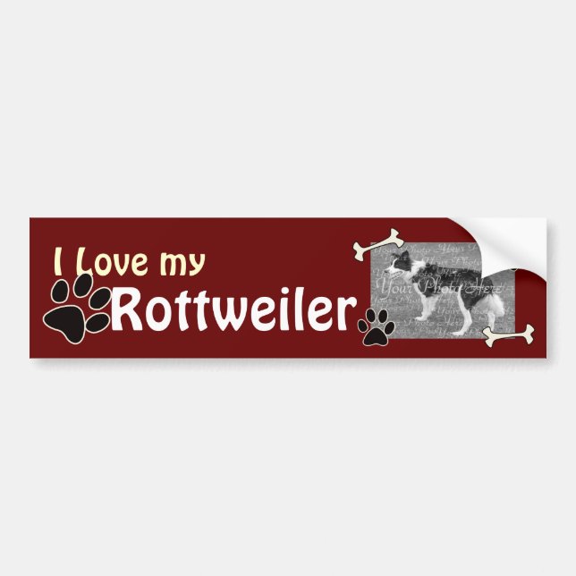 Jag kärlek min Rottweiler Bumper Sticker Bildekal (Framsidan)
