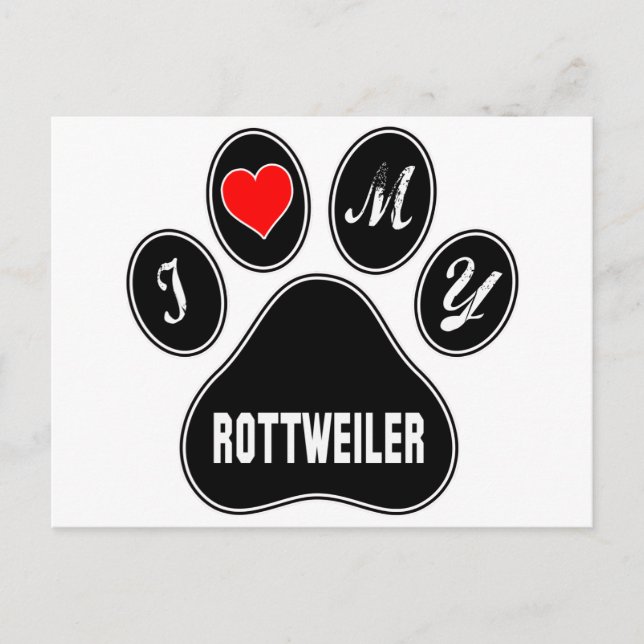 Jag kärlek min Rottweiler. Vykort (Framsida)