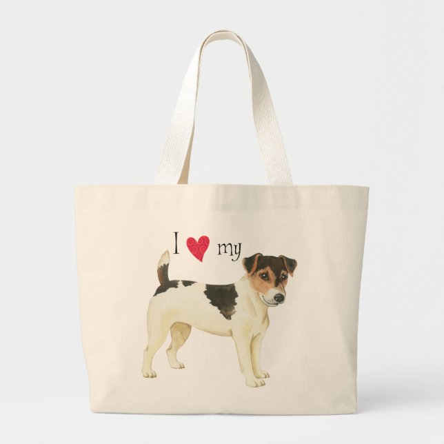 Jag Kärlek min Russell Terrier Jumbo Tygkasse (Framsidan)