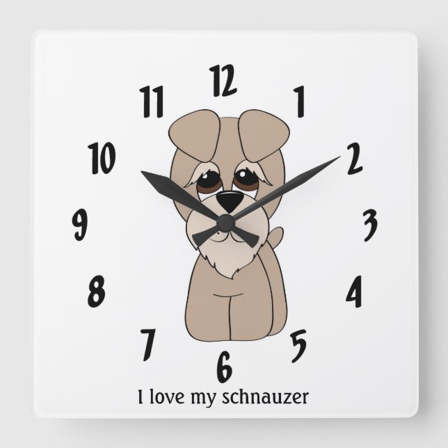 Jag Kärlek min Schnauzer Wall Clock Fyrkantig Klocka (Framsida)