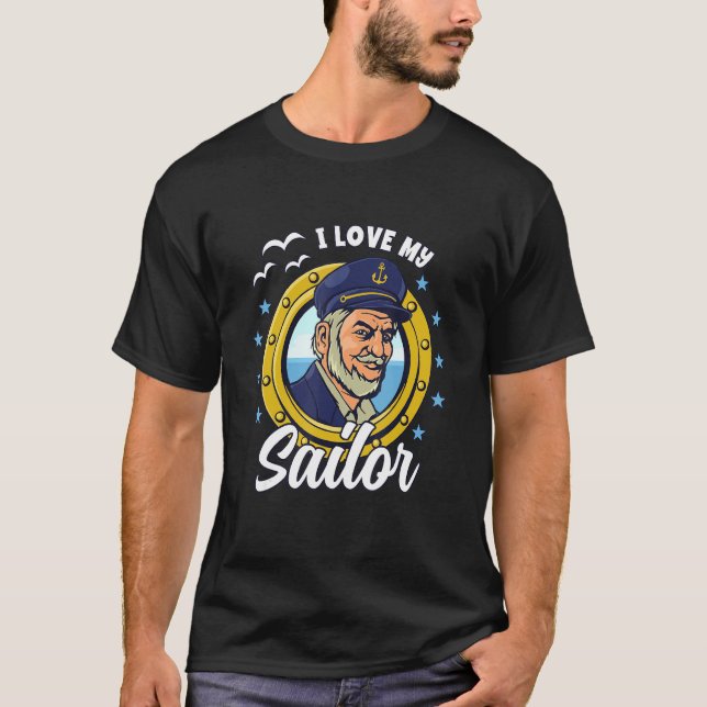 Jag Kärlek min sjömankapten som kryssar för Vacati T Shirt (Framsida)