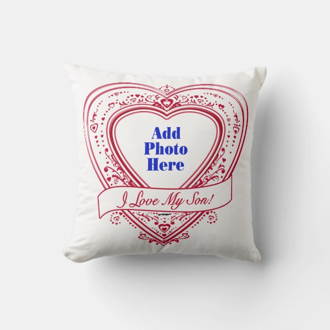 Jag Kärlek min son! Photo Red Hearts Kudde (Framsida)