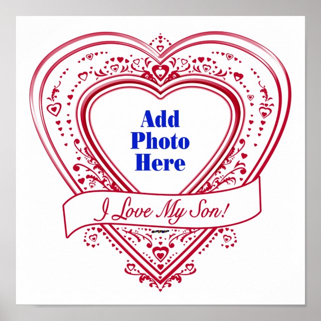 Jag Kärlek min son! Photo Red Hearts Poster (Framsidan)