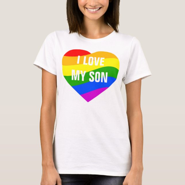 Jag Kärlek Min son Rainbow Färg Heart Tröja (Framsida)