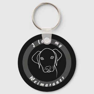 Jag kärlek min söta Weimaraner hund tittar upp på Nyckelring