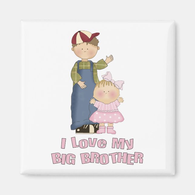 Jag Kärlek min storebror Boy och Little Girl Magnet (Framsidan)