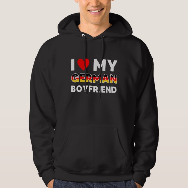 Jag Kärlek Min tyska Boyvän tyska vän Hoodie (Framsida)