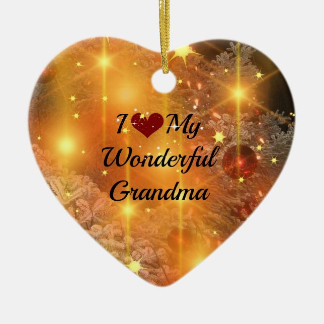Jag Kärlek Min underbara mormor. Julgransprydnad Keramik (Framsidan)