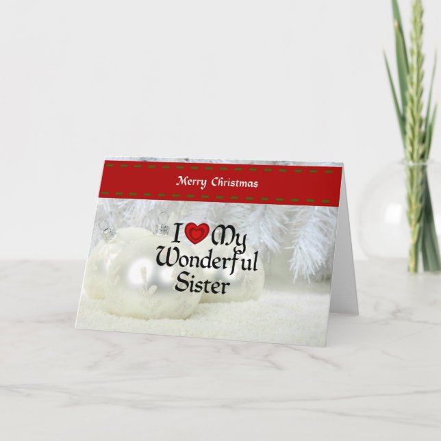 Jag Kärlek min underbara syster, vit jul Helgkort (Framsida)