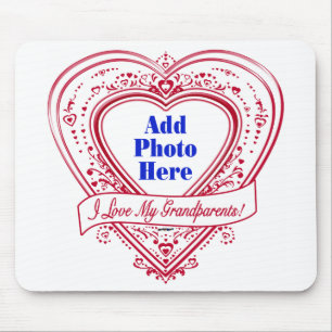 Jag Kärlek Mina morföräldrar! Photo Red Hearts Musmatta