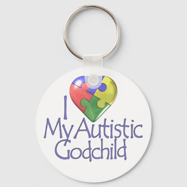 Jag Kärlek mitt Autistic Godchild Nyckelring (Framsida)