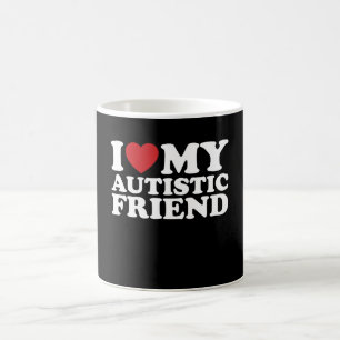 Jag Kärlek mitt autistiska friend Autism Heart Kaffemugg