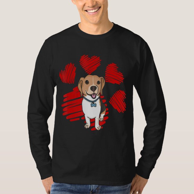 Jag Kärlek mitt beagle Hund Tassar med hjärtans hj T Shirt (Framsida)