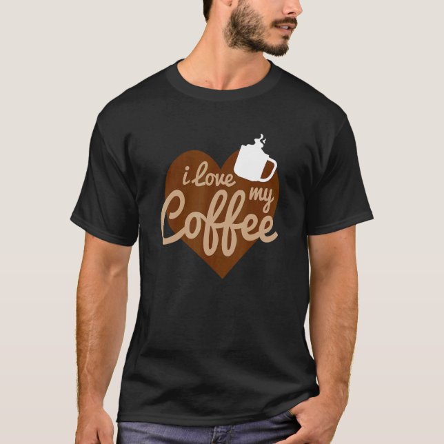 Jag Kärlek mitt Coffeewith Heart T Shirt (Framsida)