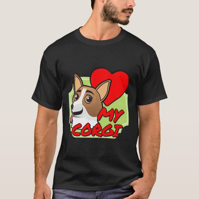 Jag Kärlek mitt Corgi mitt hjärta T Shirt (Framsida)