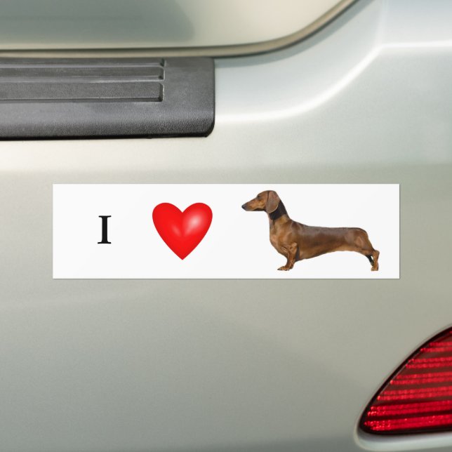 Jag Kärlek mitt Dachshund Red Heart Bildekal (På Bil)