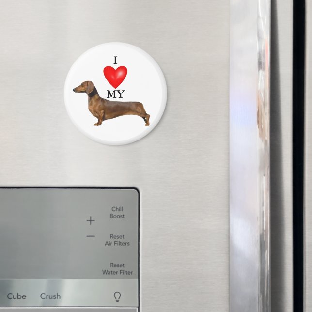 Jag Kärlek mitt Dachshund Red Heart Magnet (In Situ (Fridge))