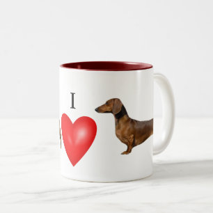 Jag Kärlek mitt Dachshund Red Heart Två-Tonad Mugg