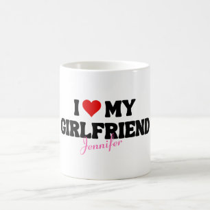 Jag Kärlek mitt flickvän Heart Romantic-eget namn Kaffemugg