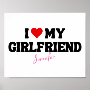 Jag Kärlek mitt flickvän Heart Romantic-eget namn Poster