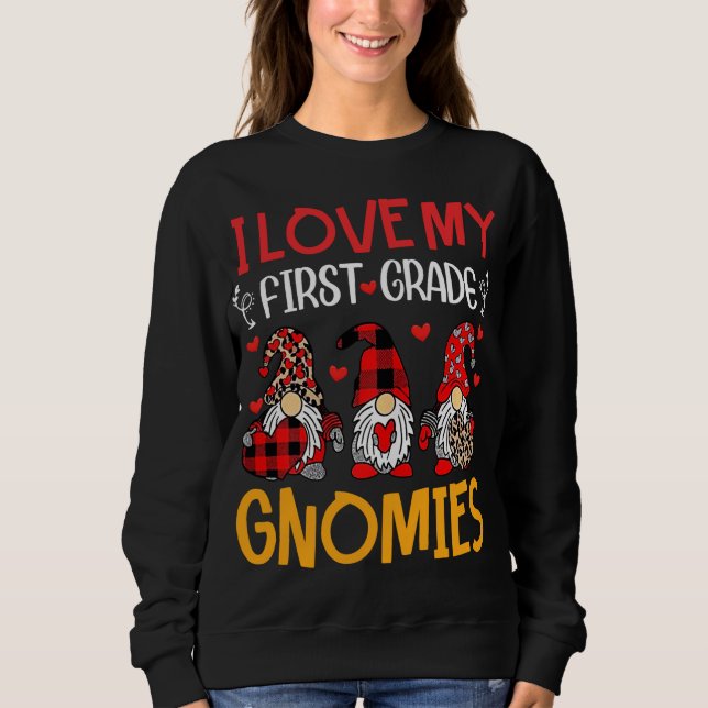 Jag Kärlek mitt första Klass Gnomies Funny Valenti T Shirt (Framsida)