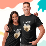 Jag kärlek mitt hjärt-foto Pet Namn Black T Shirt<br><div class="desc">Jag kärlek min Cat Heart Photo Pet Namn Black T-shirt. Ett foto i form av ett hjärta. Lägg till ditt foto och namn.</div>