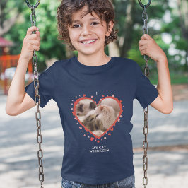 Jag Kärlek mitt hjärta med Pet Photo och Namn Blue T Shirt